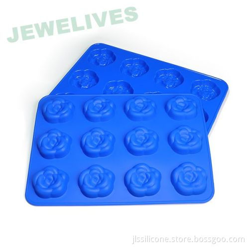 Fashion Silicone Rose Ice Maker Mold In Bule,making Ice,chocolate,candy &amp; Jelly 